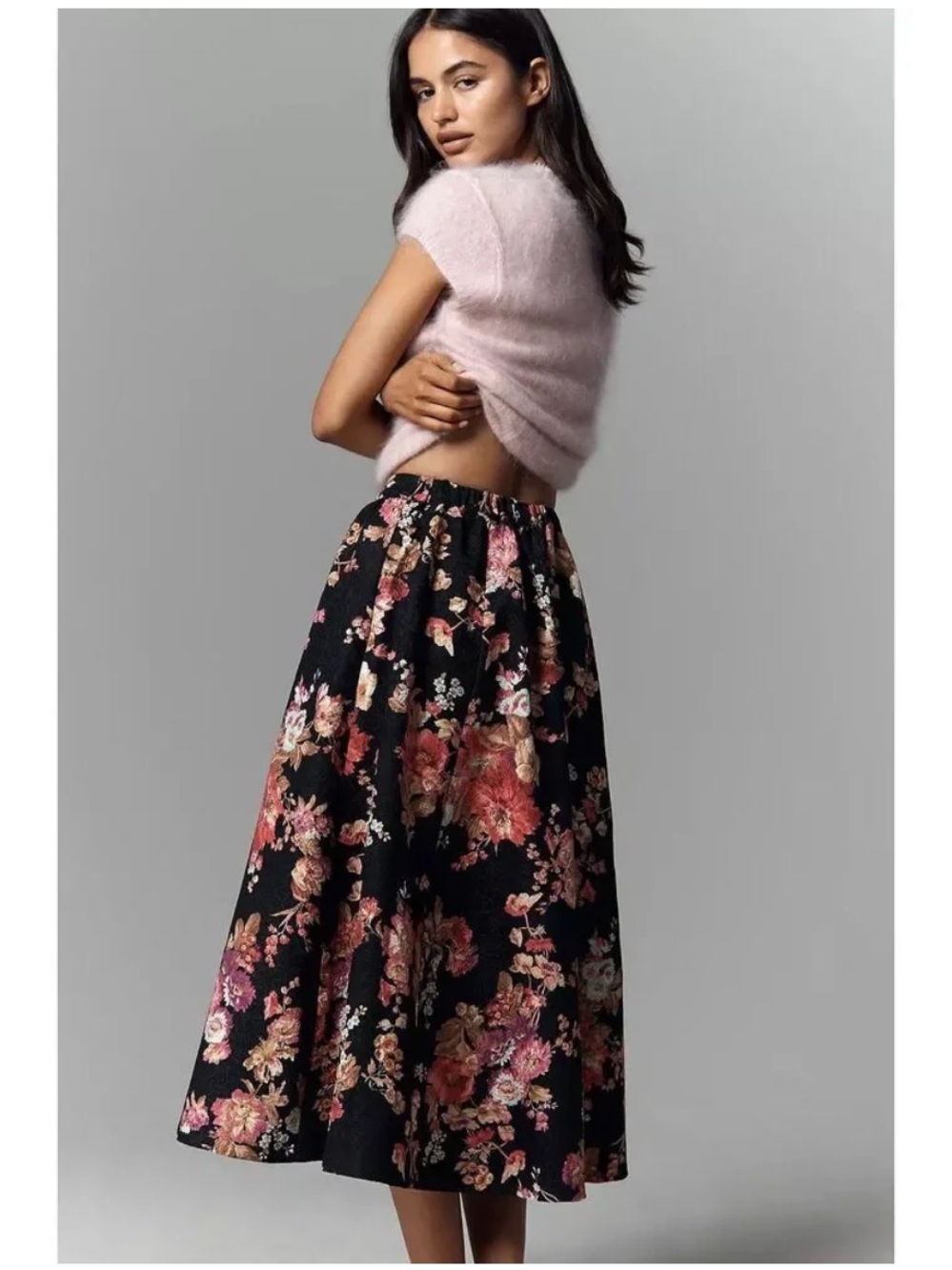 Anthropologie Maeve Jacie Floral Jacquard Midi Skirt NEW - Picture 1 of 12